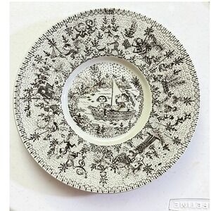 Nymolle Bjorn Wiinblad Plate 10.25" Black White Sailing Denmark 3053-83 MCM